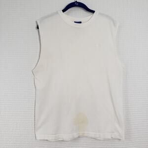 Vintage Champion Sleeveless Muscle Tee Large White Tank Top Distressed Grunge